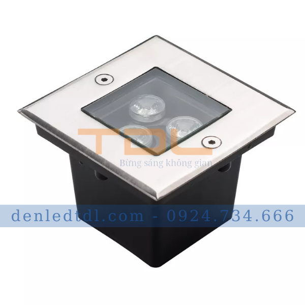đèn âm đất 3w đế vuông
