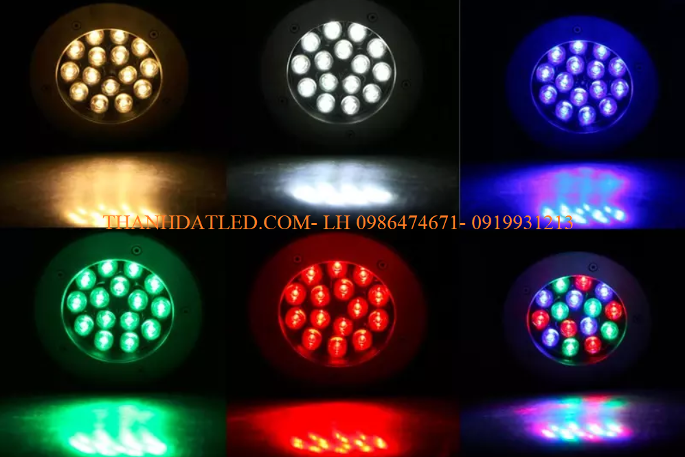 đèn led âm sàn âm đất đỏ vàng trắng xanh đổi màu rgb