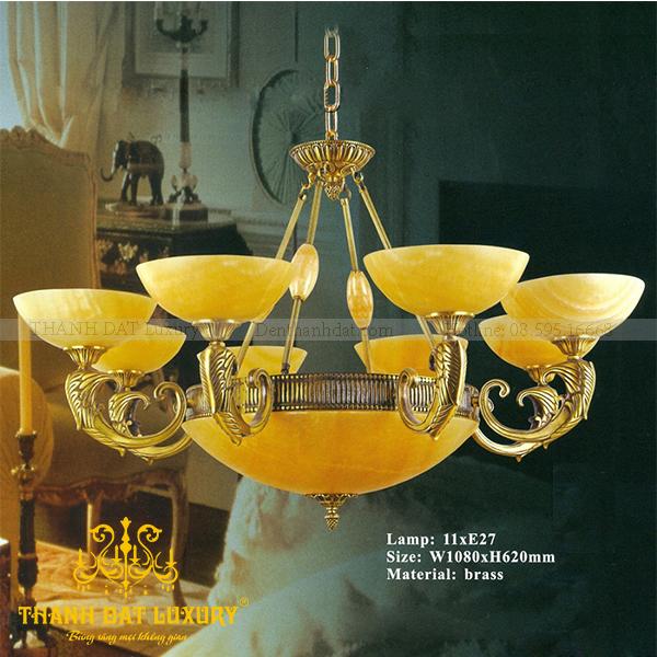 den-chum-dong-da-8-tay đèn chùm đồng đá 8 tay