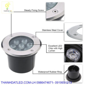 Đèn led âm đất âm sàn 9w 4 den led san vuon tran tri