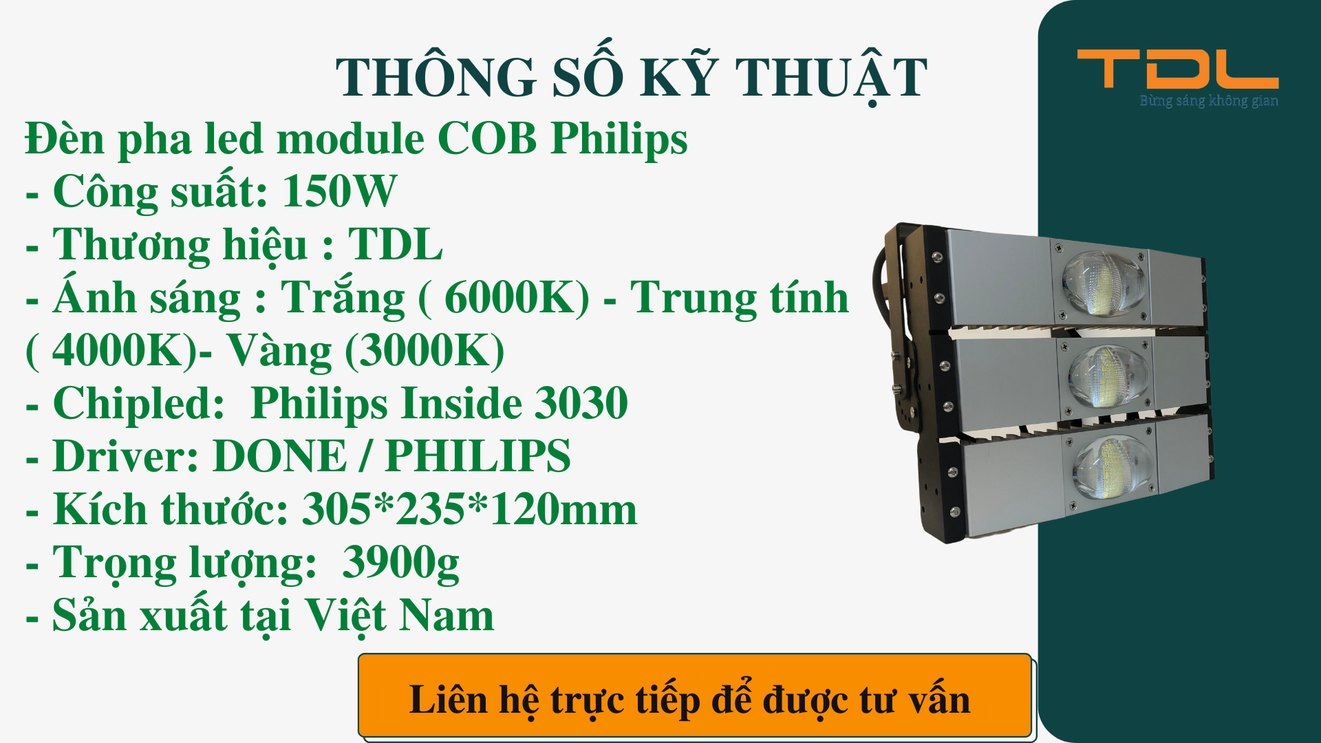 đèn pha led ngoài trời 150w