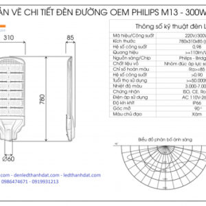 Đèn led đường phố 300w M13 5 ban ve den 300w m13