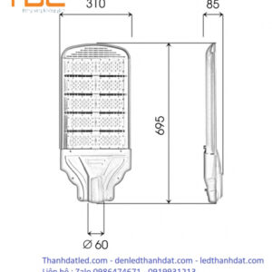 Đèn led đường phố 250w M13 5 ban ve den duong 250w