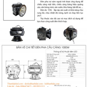 Đèn pha led 1000w cầu cảng 2 den chieu sang 1000w