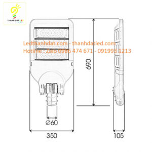 Đèn đường led 120w Philips module chống chói 4 den duong led philips module 150w 1