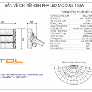 Đèn led pha module 150w L1 7 den module pha 150w